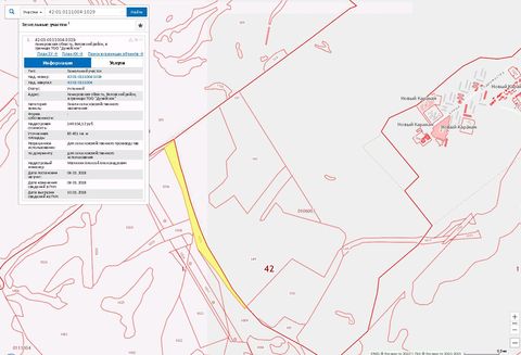 Земельный участок, пл. 85451 кв.м., кадастровый №42:01:0111004:1029, разрешенное использование: для сельскохозяйственного использования, категория земель: земли сельскохозяйственного назначения Земельный участок, пл. 85451 кв.м., кадастровый №42:01:0111004:1029, разрешенное использование: для сельскохозяйственного использования, категория земель: земли сельскохозяйственного назначения